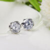 Aretes Flor   Blanco/Plateados - Imagen 2