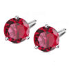 Aretes Gema Brillante  Rojo/Plateado
