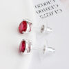 Aretes Gema Brillante  Rojo/Plateado - Imagen 2