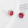 Aretes Gema Brillante  Rojo/Plateado - Imagen 3