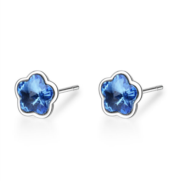Aretes Flor   Sapphire/Plateados - Imagen 3