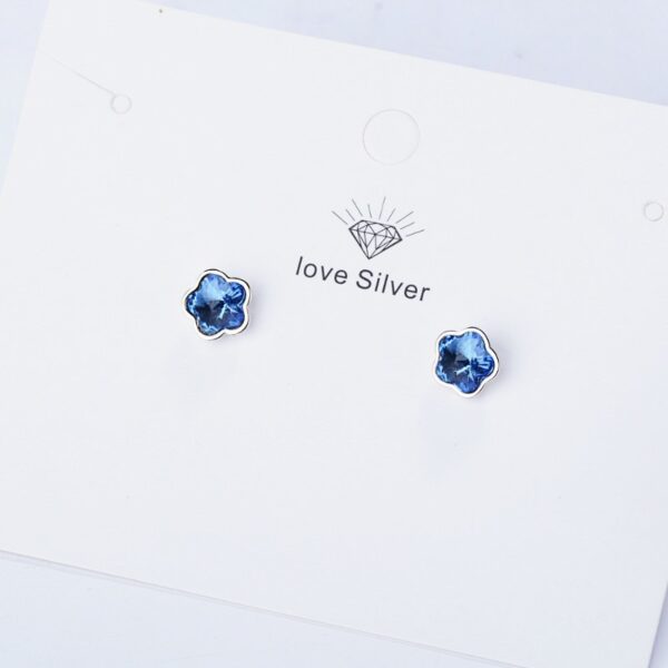 Aretes Flor   Sapphire/Plateados