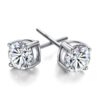 Aretes Gema Redondo 6MM  Blanco/Plateado