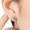 Aretes Gema Redondo 6MM  Blanco/Plateado - Imagen 7