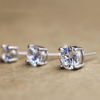 Aretes Gema Redondo 6MM  Blanco/Plateado - Imagen 6
