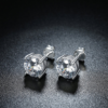 Aretes Gema Redondo 6MM  Blanco/Plateado - Imagen 2