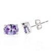 Aretes Gema Oval  Lila/Plateado