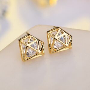 Aretes Diamantes   Blanco/Dorado