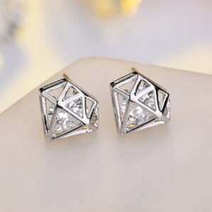 Aretes Diamantes   Blanco/Plateados