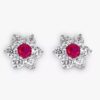 Aretes Flores   Rojo/Plateado - Imagen 2