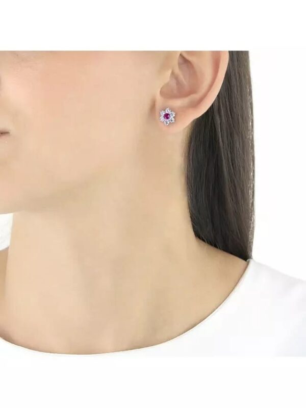 Aretes Flores   Rojo/Plateado - Imagen 4