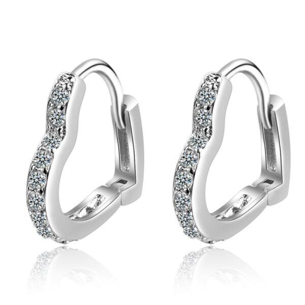 Aretes Huggies Coraz?n  Blanco/Plateado