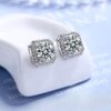 Aretes Abril Cuadros  Blanco/Plateado