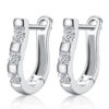 Aretes Huggies   Blanco/Plateado