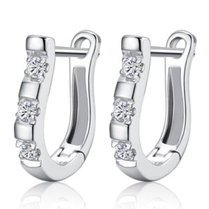 Aretes Huggies   Blanco/Plateado