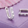 Aretes Huggies   Blanco/Plateado - Imagen 3
