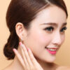 Aretes Huggies   Blanco/Plateado - Imagen 4
