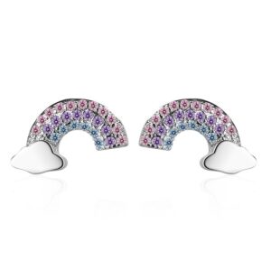 Aretes Arcoiris Nube  Coctel/Plateado