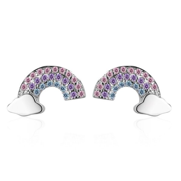 Aretes Arcoiris Nube  Coctel/Plateado