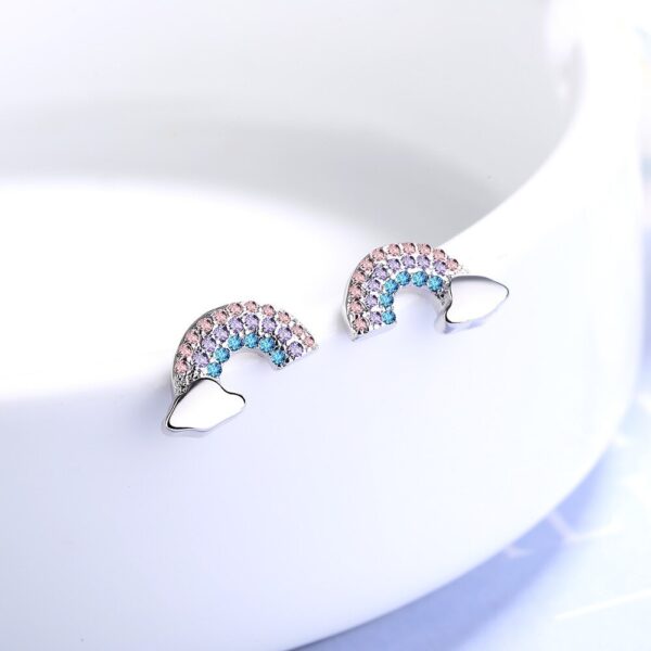 Aretes Arcoiris Nube  Coctel/Plateado - Imagen 3