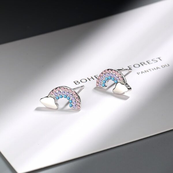 Aretes Arcoiris Nube  Coctel/Plateado - Imagen 4