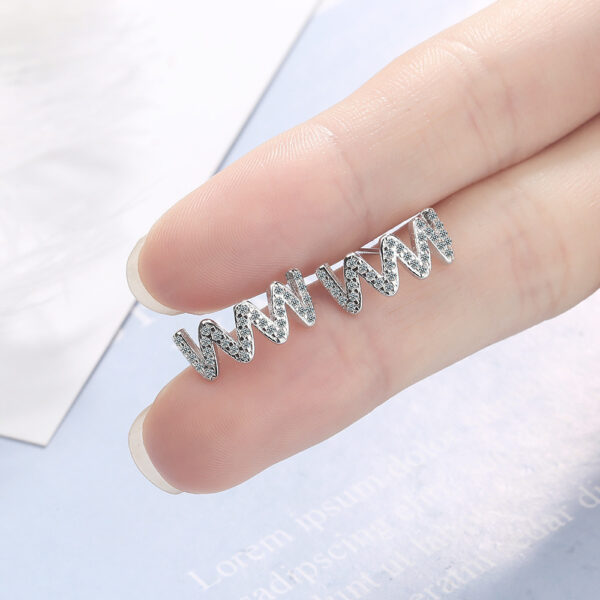 Aretes Pave   Blanco/Plateado - Imagen 3