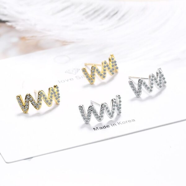 Aretes Pave   Blanco/Plateado - Imagen 2